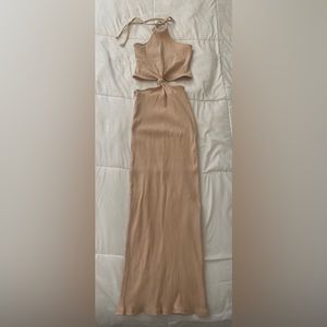 Rita Cotton Cutout Halter Midi Dress - Sand